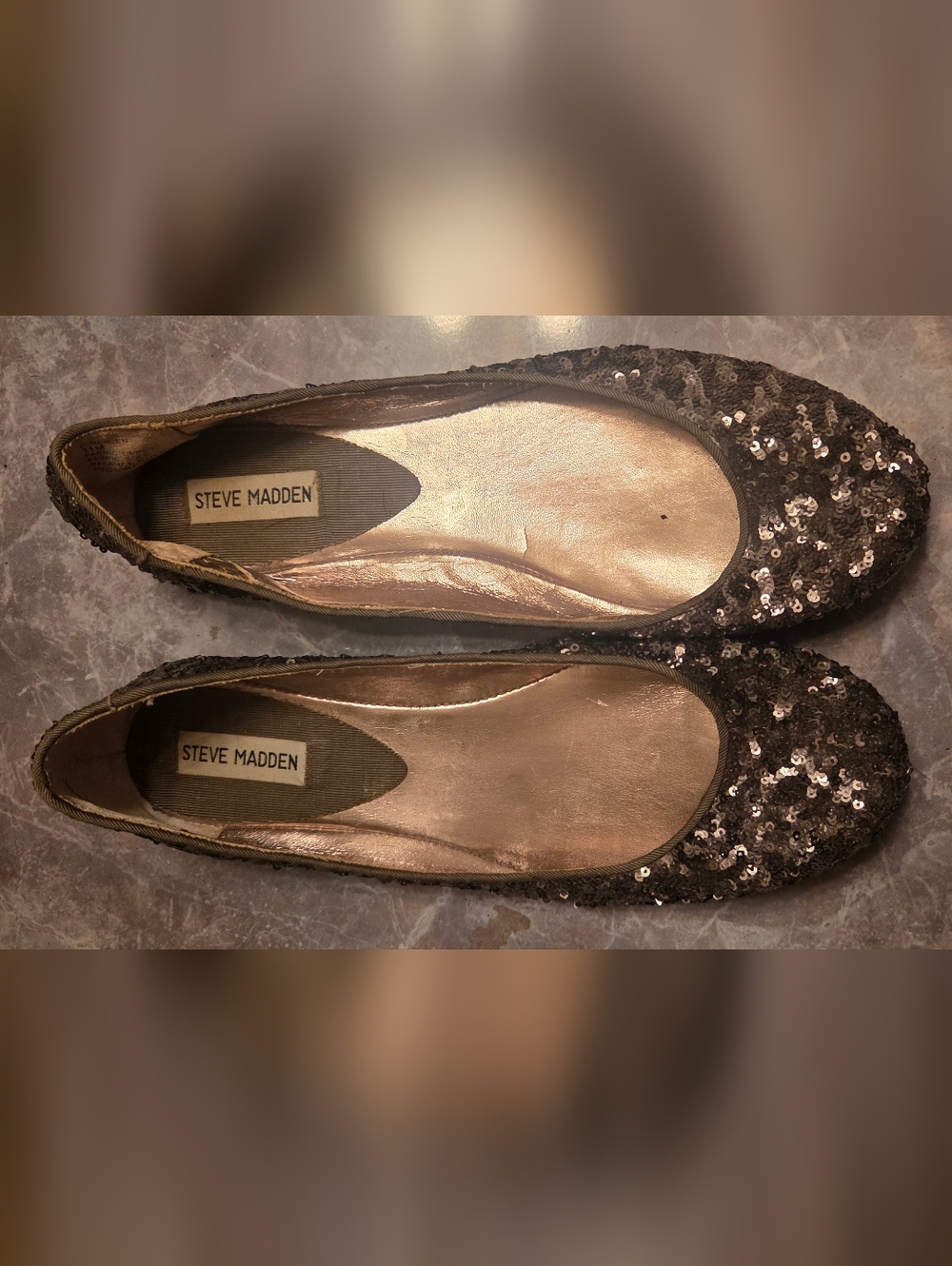 Steve Madden Sequin Ballet Flats in Bronze